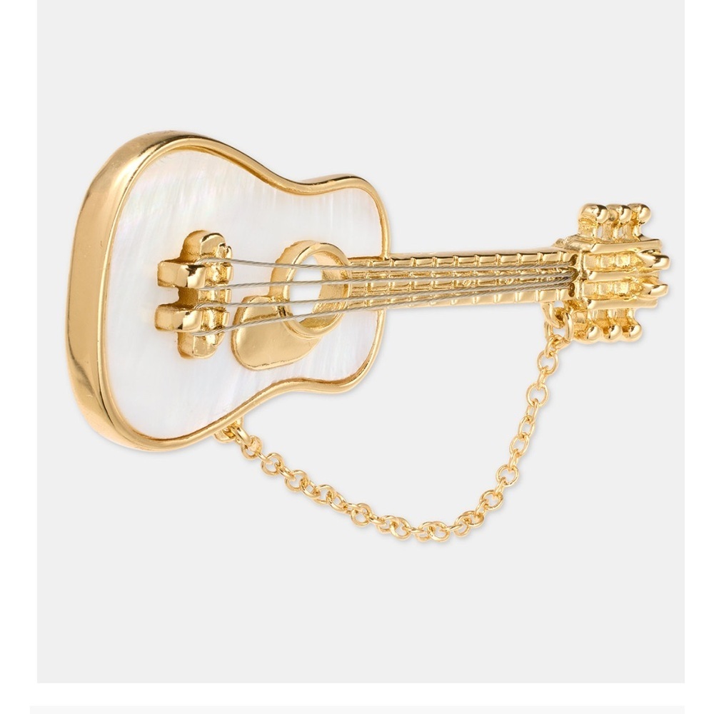 Anne Klein Mother-of-Pearl & Cup Chain Guitar Pin - Picture 4 of 4